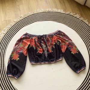 Flying Tomato M Off Shoulder Boho Tassels Crop Top,